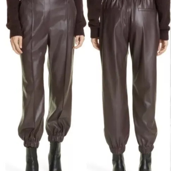 HUGO BOSS Teruna Faux Leather Jogger Pants Purple Merlot Size 6 Original $228 - Picture 2 of 10